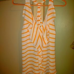 Maurices orange and white striped sleeveless top size XL
